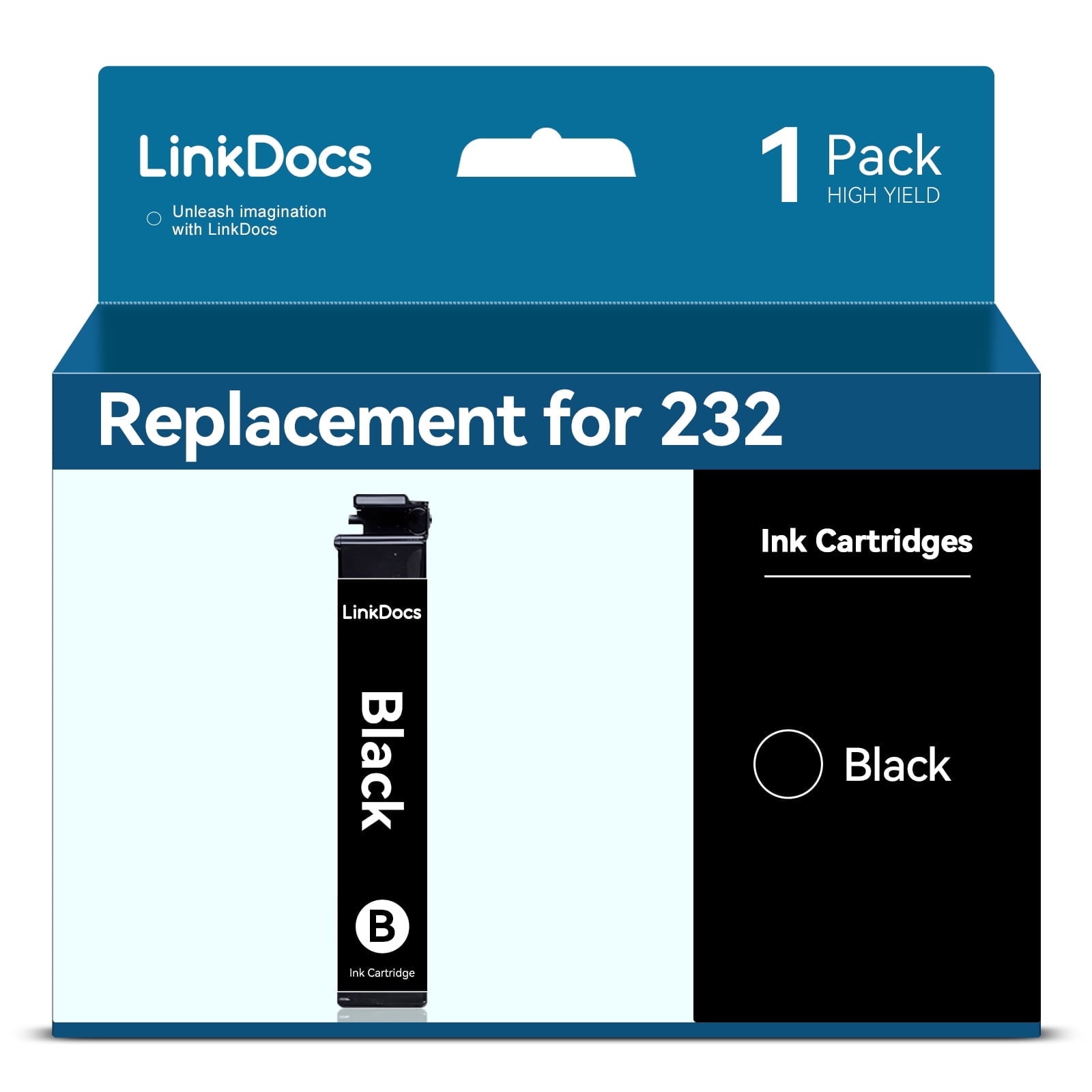 LinkDocs Ink Replacement for Epson 232 ink cartridges BK work for Expression Home XP-4200 XP-4205 Workforce WF-2950 WF-2930 Printer Ink(Black 1Pack)
